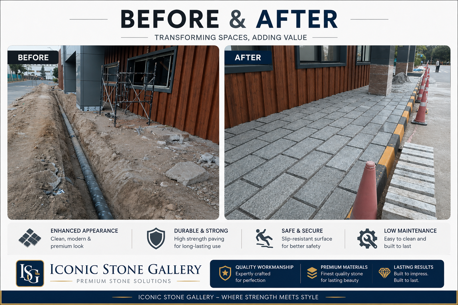 before after paving stone on pathway